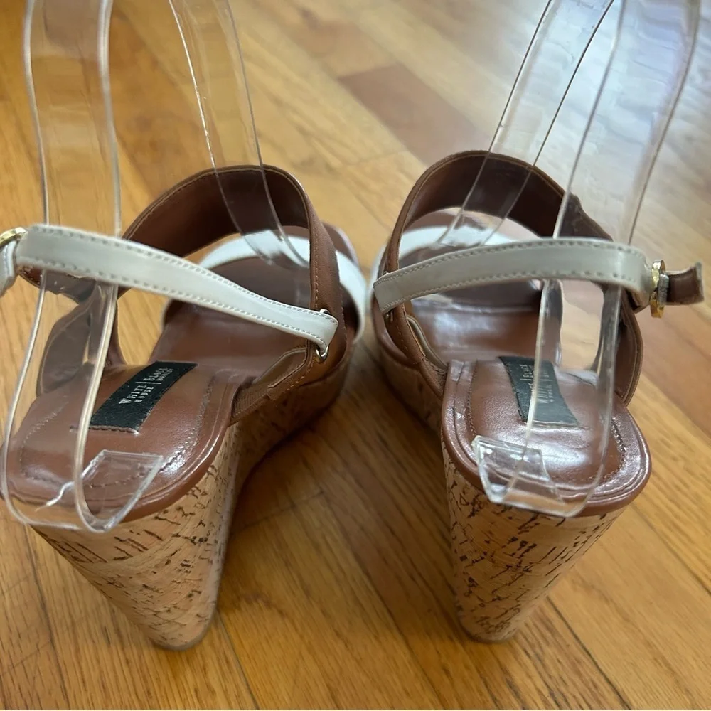 White House Black Market, Brown and White Women's Sandal Espadrilles Size 8